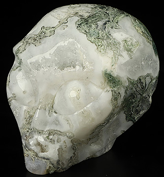 1.8" Green Moss Agate Crystal Skull Companion Star Being Female Alien Reiki Healing Stone Statue