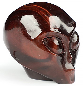 1.8" Red Tiger's Eye Crystal Skull Companion Star Being Female Alien Reiki Healing Stone Statue