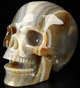 5.2" Premium Brazilian Agate Carved Crystal Singing Skull, Crystal Healing
