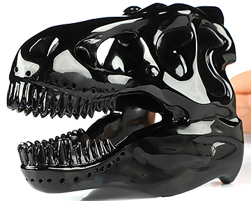 5.1" Black Obsidian Carved Crystal Tyrannosaurus/dinosaur Skull, Crystal Healing