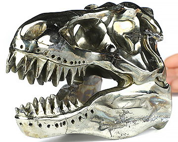 5.3" Pyrite Carved Crystal Tyrannosaurus/dinosaur Skull, Crystal Healing