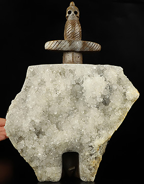 9.4" Quartz rock druse Hand Carved Crystal Skull Fine Art Sculpture, Crystal Healing