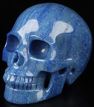 5.1" Blue Aventurine Hand Carved Crystal Skull, Realistic, Crystal Healing