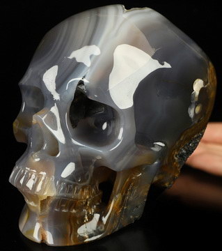 Super Realistic! Lifesized 6.5" Agate Geode Hand Carved Crystal Skull, Crystal Healing