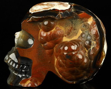 Super Realistic! Lifesized 6.0" Dinosaur Egg Agate Hand Carved Crystal Skull, Crystal Healing