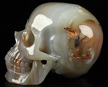 5.1" Mozambique Agate Hand Carved Crystal Skull, Super Realistic, Crystal Healing
