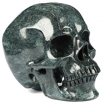 Gemstone 5.1" Tremolite & Marble Hand Carved Crystal Skull, Super Realistic, Crystal Healing