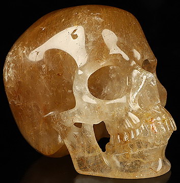 Gemstone 4.8" Rutilated Quartz Rock Crystal Hand Carved Crystal Skull, Super Realistic, Crystal Healing