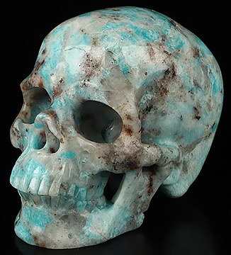 4.8" Amazonite Hand Carved Crystal Skull, Super Realistic, Crystal Healing
