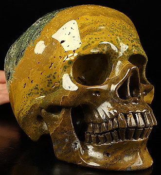 Super Realistic! Lifesized 6.3" Ocean Jasper Hand Carved Crystal Skull, Crystal Healing
