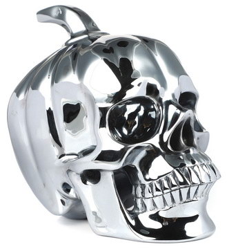 6.5" Tera-hertz Hand Carved Crystal Pumpkin Skull Fine Art Sculpture, Crystal Healing