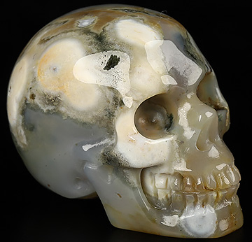 1.2" Ocean Jasper Hand Carved Crystal Skull, Realistic, Crystal Healing
