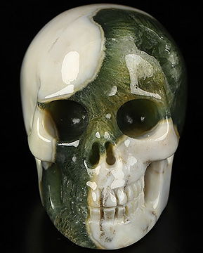 1.1" Ocean Jasper Hand Carved Crystal Skull, Realistic, Crystal Healing