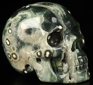 1.4" Ocean Jasper Hand Carved Crystal Skull, Realistic, Crystal Healing