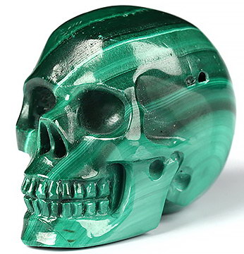 Gemstone 1.2" Malachite Hand Carved Crystal Skull, Realistic, Crystal Healing