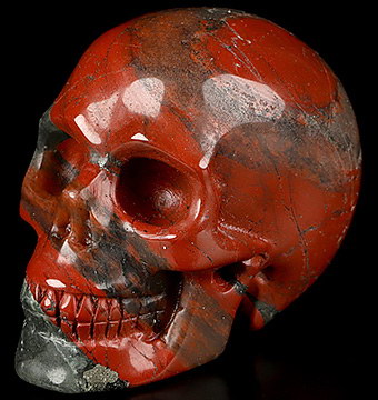 2.0" African Bloodstone Hand Carved Crystal Skull, Realistic, Crystal Healing