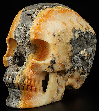 Gemstone 5.1" Bumble Bee Jasper Hand Carved Crystal Skull, Super Realistic, Crystal Healing