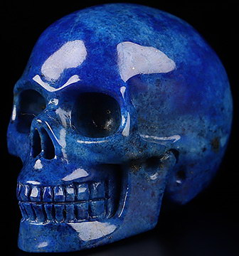 Gemstone 1.6" Lapis Lazuli Hand Carved Crystal Skull, Realistic, Crystal Healing