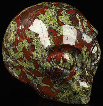 2.0" Dragon Blood Jasper Star Being Female Alien Crystal Skull Companion With  Eyes, Hand Carved Gemstone Fine Art Sculpture, Reiki Healing Stone Statue