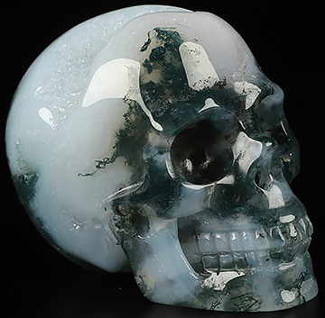 2.0" Green Moss Agate Carved Crystal Skull,Realistic, Crystal Healing