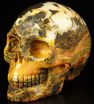 2.0" Orpiment Hand Carved Crystal Skull, Realistic, Crystal Healing