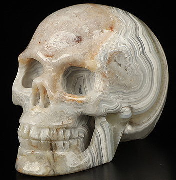 Gemstone 1.6" Red Crazy Lace Agate Hand Carved Crystal Skull, Realistic, Crystal Healing