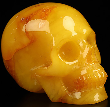 1.5" Baltic Amber Hand Carved Crystal Skull, Realistic, Crystal Healing