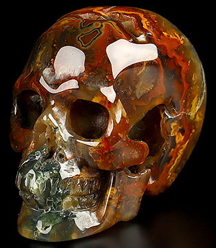 1.3" Empire Red Agate Hand Carved Crystal Skull, Realistic, Crystal Healing