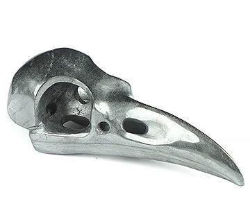 2.3" Hematite Hand Carved Raven Crystal Skull  Sculpture, Crystal Healing
