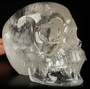 Clear 6.3" Rainbow Quartz Rock Crystal Carved Crystal Skull,Super Realistic, Crystal Healing