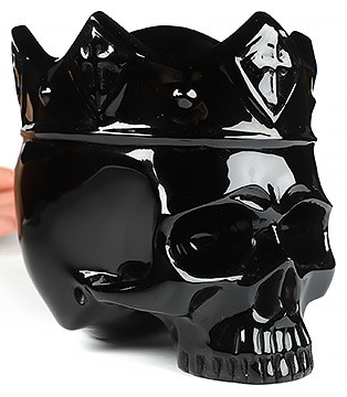 5.3" Black Obsidian Carved Crystal Crown Skull, Realistic, Crystal Healing
