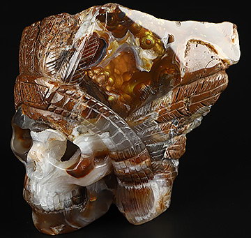 Gemstone 2.6" Fire Agate Carved Crystal Skull