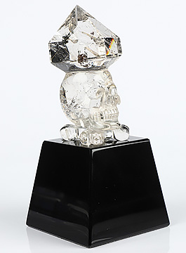 Huge 4.9" Quartz Rock Crystal Carved Crystal Point Skull & Bones, Realistic, Crystal Healing