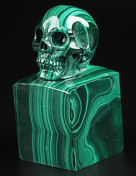 2.0" Malachite Carved Crystal Skull Sculpture