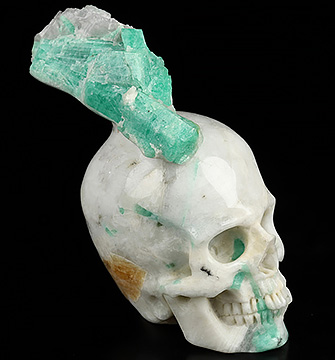 Gemstone 3.0" Emerald Carved Crystal Skull