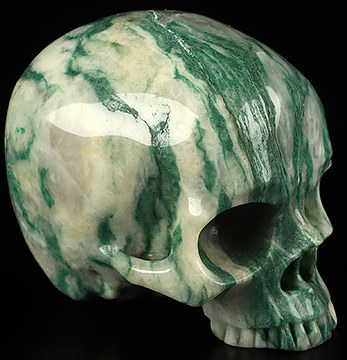 4.6" African Green Stone Hand Carved Crystal Skull, Super Realistic, Crystal Healing
