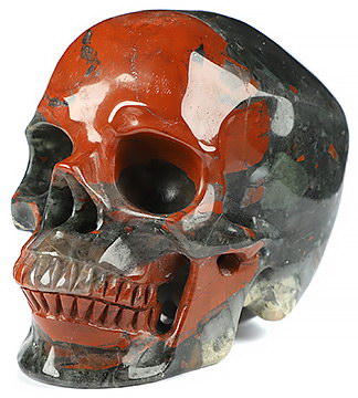 5.1" African Bloodstone Hand Carved Crystal Skull, Super Realistic, Crystal Healing