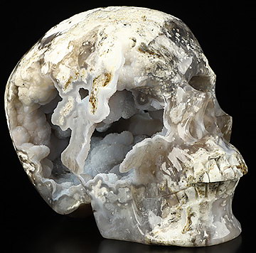 5.4" Indonesian Agate Hand Carved Crystal Skull, Super Realistic, Crystal Healing