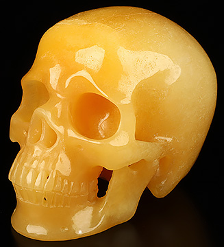 5.3" Beeswax Jade Carved Crystal Skull, Super Realistic