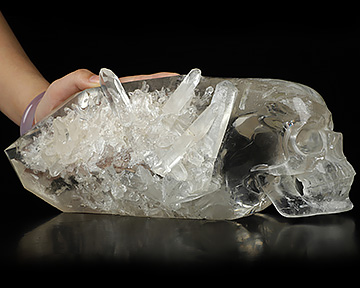 12.4" Quartz rock druse Hand Carved Crystal Skull Fine Art Sculpture, Crystal Healing