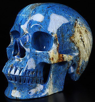Gemstone 5.7" Lapis Lazuli Hand Carved Crystal Skull, Super Realistic, Crystal Healing
