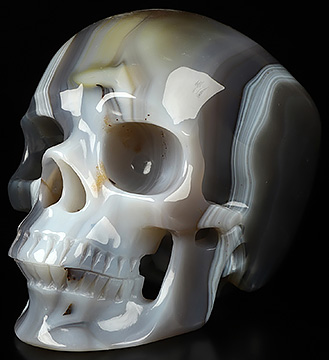 5.1" Premium Brazilian Agate Hand Carved Crystal Skull, Super Realistic, Crystal Healing