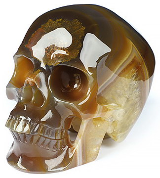5.1" Premium Brazilian Agate Hand Carved Crystal Skull, Super Realistic, Crystal Healing
