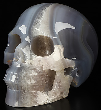 5.1" Banded Agate Hand Carved Crystal Skull, Realistic, Crystal Healing
