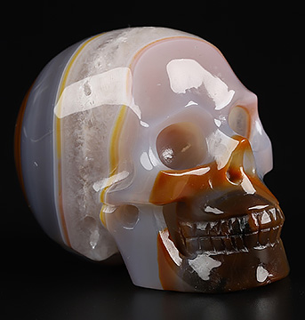 2.0" Premium Brazilian Agate Hand Carved Crystal Skull, Realistic, Crystal Healing