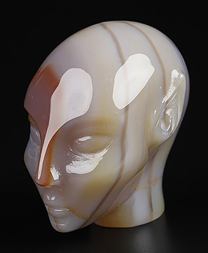 1.7" Premium Brazilian Agate Hand Carved Fairy Elf Alien Crystal Skull Companion Sculpture, Crystal Healing