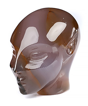 1.7" Premium Brazilian Agate Hand Carved Fairy Elf Alien Crystal Skull Companion Sculpture, Crystal Healing