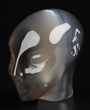 1.7" Premium Brazilian Agate Hand Carved Fairy Elf Alien Crystal Skull Companion Sculpture, Crystal Healing