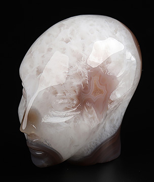 1.7" Premium Brazilian Agate Hand Carved Fairy Elf Alien Crystal Skull Companion Sculpture, Crystal Healing