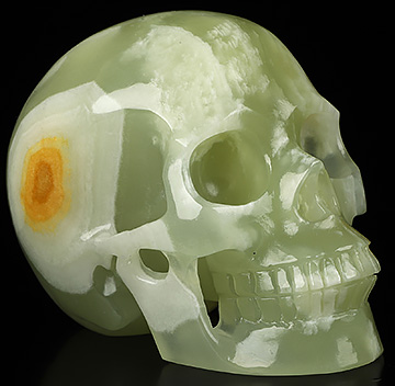 3.6" Afghanistan Jade Hand Carved Crystal Skull, Realistic, Crystal Healing